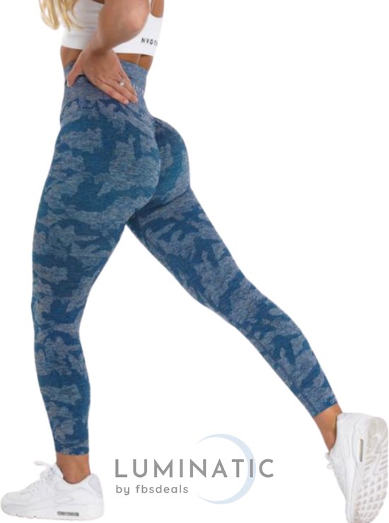 Sportlegging Dames - Yoga Legging - Fitness Legging - Legging Dames - Sport Legging - Shapewear Dames - Camouflage Broek - Camo | Luminatic® | Blauw | S van Luminatic®