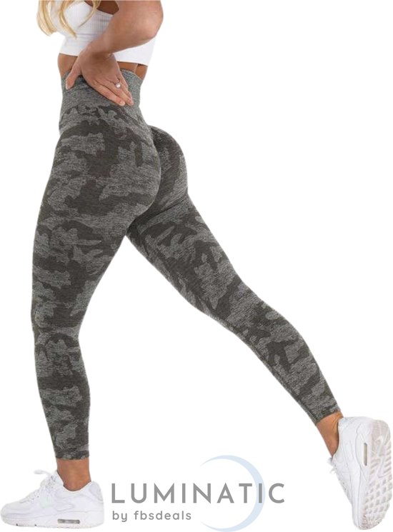Sportlegging Dames - Yoga Legging - Fitness Legging - Legging Dames - Sport Legging - Shapewear Dames - Camouflage Broek - Camo - Luminatic® - Donker Grijs - Maat S
