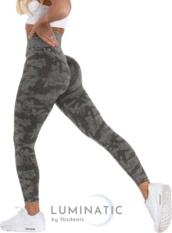 Sportlegging Dames - Yoga Legging - Fitness Legging - Legging Dames - Sport Legging - Shapewear Dames - Camouflage Broek - Camo | Luminatic® | Donker Grijs | XS van Luminatic®