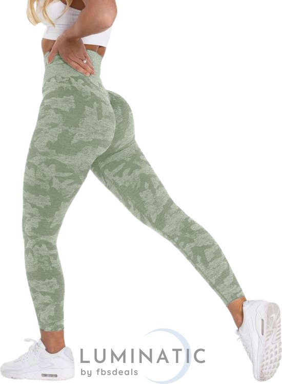 Sportlegging Dames - Yoga Legging - Fitness Legging - Legging Dames - Sport Legging - Shapewear Dames - Camouflage Broek - Camo - Luminatic® - Groen - Maat S
