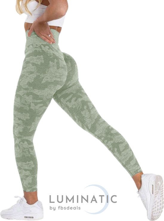 Sportlegging Dames - Yoga Legging - Fitness Legging - Legging Dames - Sport Legging - Shapewear Dames - Camouflage Broek - Camo - Luminatic® - Groen - XS van Merkloos