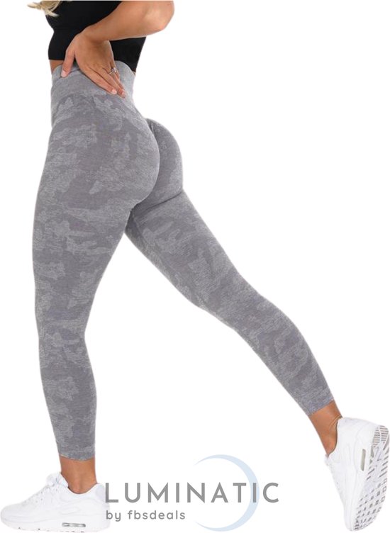 Sportlegging Dames - Yoga Legging - Fitness Legging - Legging Dames - Sport Legging - Shapewear Dames - Camouflage Broek - Camo | Luminatic® | Licht Grijs | Maat S van Luminatic®