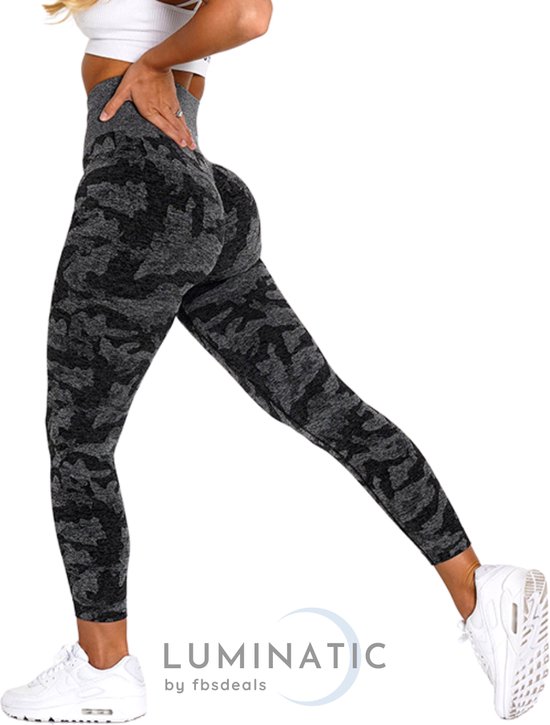 Sportlegging Dames - Yoga Legging - Fitness Legging - Legging Dames - Sport Legging - Shapewear Dames - Camouflage Broek - Camo | Luminatic® | Zwart | Maat XS van Luminatic®