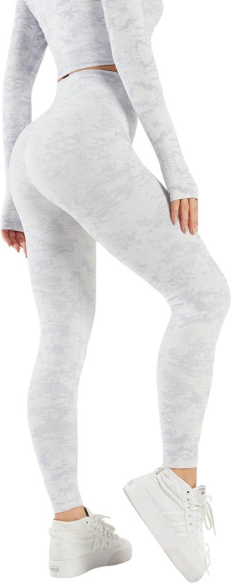 Sportlegging Dames - Yoga Legging - High Waist Legging - Fitness Legging - Yoga Kleding Dames - Yoga Broek Dames - Sportkleding Dames - Sportbroek Dames - Camouflage Legging - Luipaard - Panterprint | Army Wit | Maat XS van Merkloos