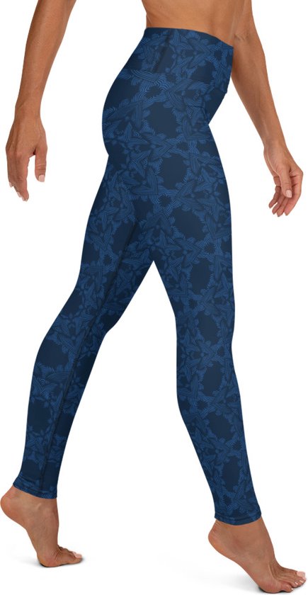 Sportlegging - design Grace in Lace - High Waist - Dry Fit - High Performance - 4way stretch- unieke print - UPF 50+ - Hardloop - Yoga - Fitness - Dans - Pilates - Training - sportbroek - donkerblauw klassiekblauw - maat M van Merkloos
