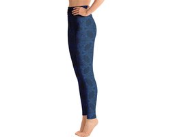 Sportlegging - design Grace in Lace - High Waist - Dry Fit - High Performance - 4way stretch- unieke print - UPF 50+ - Hardloop - Yoga - Fitness - Dans - Pilates - Training - sportbroek - donkerblauw klassiekblauw - maat XL van Merkloos