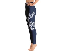 Sportlegging - design Lines 4 Peace - High Waist - Dry Fit - High Performance - 4way stretch - unieke print - UPF 50+ - Hardloop - Yoga - Fitness - Dans - Pilates - Training - sportbroek - marine blauw wit- dames- maat XL van Merkloos
