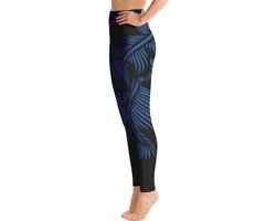 Sportlegging - design Lines 4 Peace - High Waist - Dry Fit - High Performance - 4way stretch- unieke print - UPF 50+ - Hardloop - Yoga - Fitness - Dans  - Pilates - Training - sportbroek – zwart klassiekblauw- maat L van Lines 4 Peace