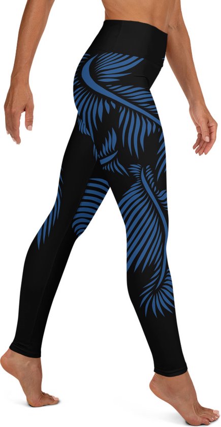 Sportlegging - design Lines 4 Peace - High Waist - Dry Fit - High Performance - 4way stretch- unieke print - UPF 50+ - Hardloop - Yoga - Fitness - Dans - Pilates - Training - sportbroek - zwart klassiekblauw- maat XL van Merkloos