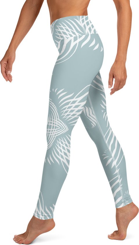 Sportlegging - design Proud Pattern- High Waist - Dry Fit - High Performance - 4way stretch- unieke print - UPF 50+ - Hardloop - Yoga - Fitness - Dans - Pilates - Training - sportbroek –mintgroen wit- maat XL