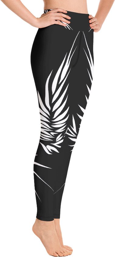 Sportlegging - design Yin Yang Power Up - High Waist - Dry Fit - High Performance - 4way stretch- unieke print - UPF 50+ - Hardloop - Yoga - Fitness - Dans - Pilates - Training - sportbroek - zwart wit - maat XS