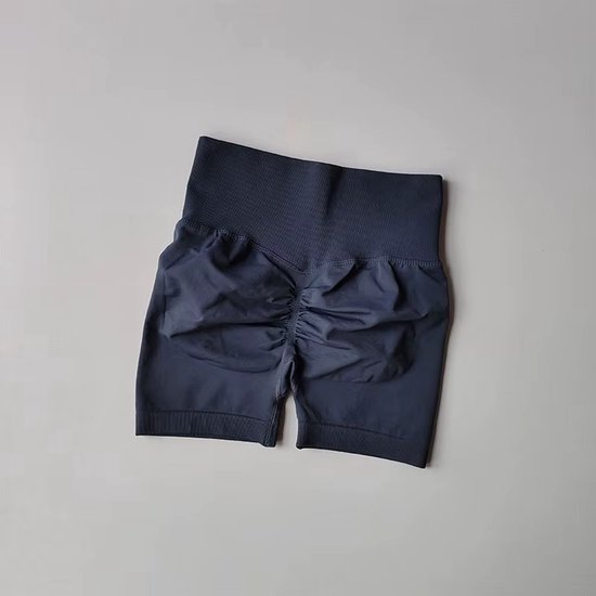 Sportlegging / Sport Short - Maat: M - Kleur: Donker Grijs - Met Butt Scrunch - Extra Mooie Billen - Hoge Taille - Luxe Korte Sportlegging - Cycling Shorts - Billen Legging - Dames Gymwear / Vrouwen Sportkleding / Sport Outfit / Fitness van Merkloos