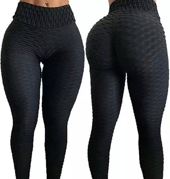 Sportlegging-Yoga -Scrunch Butt-High Waist- Absorberend- Anti Cellulite Legging-Gym Sports -Legging Fitness Wear-Zwart- maat XL van Fidence Fitness Wear