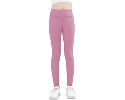 Sportleggings meisjes 134/140 cm - roze - strakke pasvorm - ideaal voor yoga en training - ShopVlot