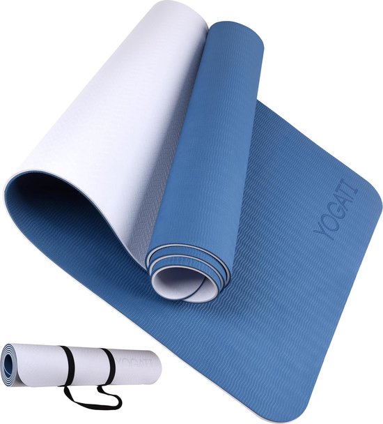 Sportmat fitnessmat antislip met draagband. Gymnastiekmat voor yoga, pilates en fitness. Yogamat voor dames en heren. Yogamat antislip. Trainingsmat, yogamat. van Avoalre