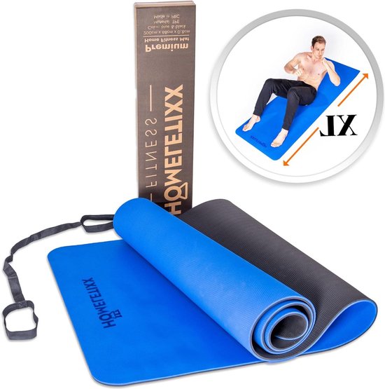 Sportmat voor thuis gym - Fitnessmat antislip gymnastiekmat pilatesmat - Grote trainingsmat 200 cm met draagriem