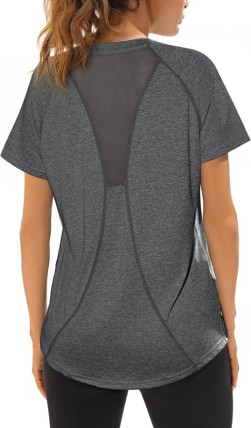Sportshirt Dames Korte Mouw Sneldrogend Kreukvrij voor Yoga en Wandelen van Merkloos