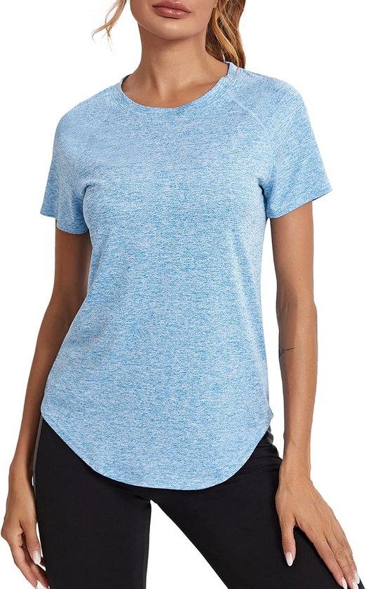 Sportshirt Dames Lang Korte Mouwen Kreukvrij Sneldrogend Tops Yoga Wandelen van Merkloos