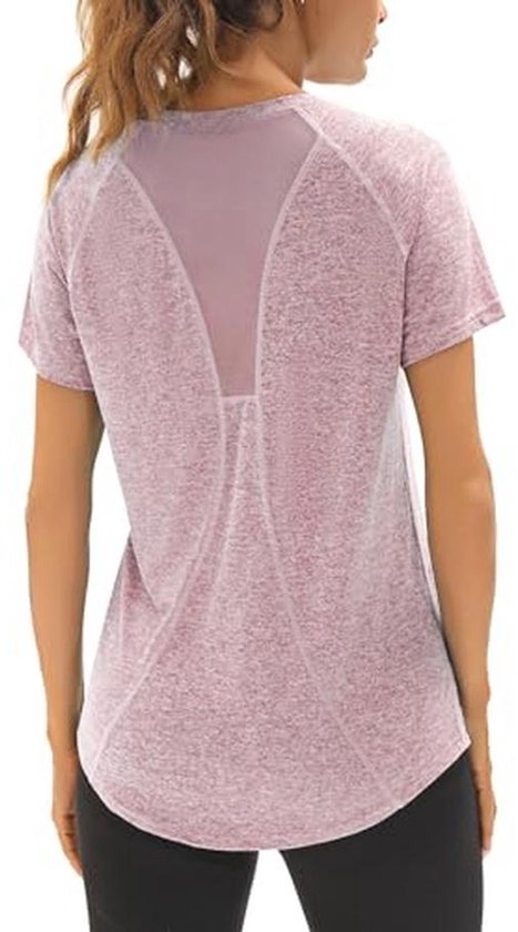 Sportshirt Dames - Lang T-shirt Korte Mouwen Kreukvrij Sneldrogend voor Yoga en Wandelen