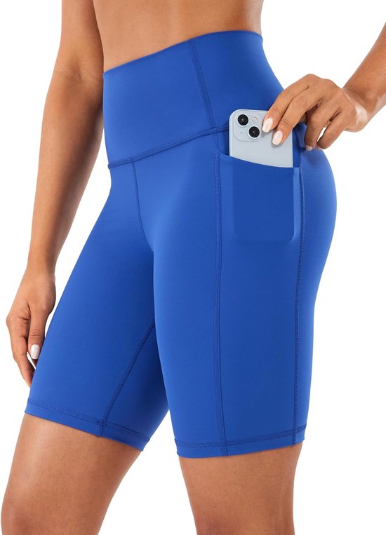 Sportshorts Dames - Yoga Shorts - Fitness en Running - Hoge Taille Met Zakken - 8 Inch