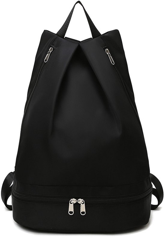 Sporttas meisje-zwemtas meisjes-zwemtas- nat en droog compartiment - dames sporttas - waterdichte reistas - yogatas - reistas - rugzak - zwart - 32 x 20 x 40 cm van Merkloos