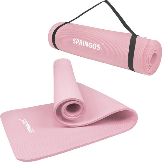 Springos Yoga Mat - Fitnessmat - Premium Kwaliteit - Anti Slip - 61 x 183 x 1 cm - Roze van Springos