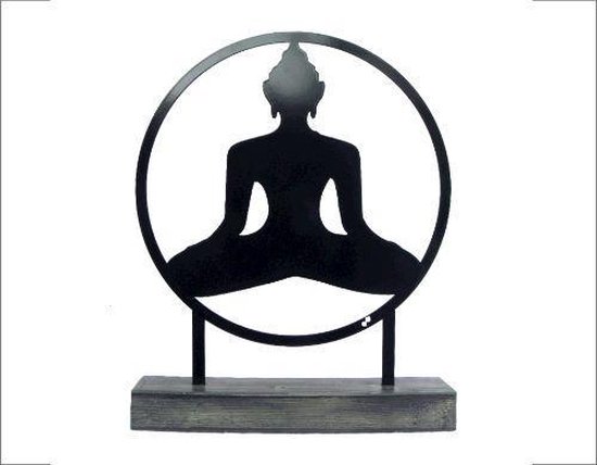 Staande woondecoratie - woonkamer of tuin - boeddha - staal - 35cm - S van Primanova