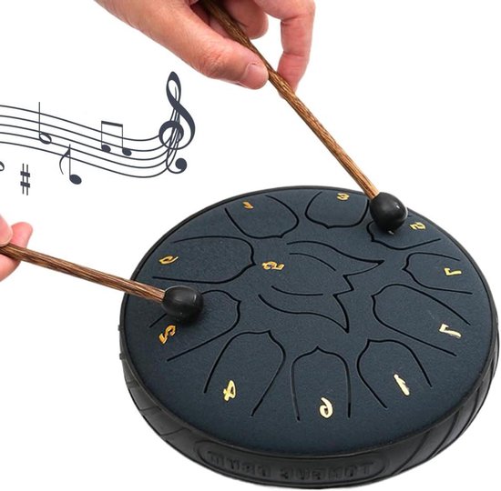 Stalen Tong Drum - Handpan Percussie Instrument - Meditatie Muziek Creëren - 11 Tonen - 6 Inch - Zilver