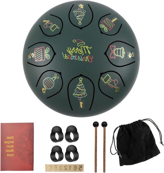 Stalen Tongtrommel - Handpan Drum - Meditatie Muziek - 8 Noten - 6 Inch - Grijs