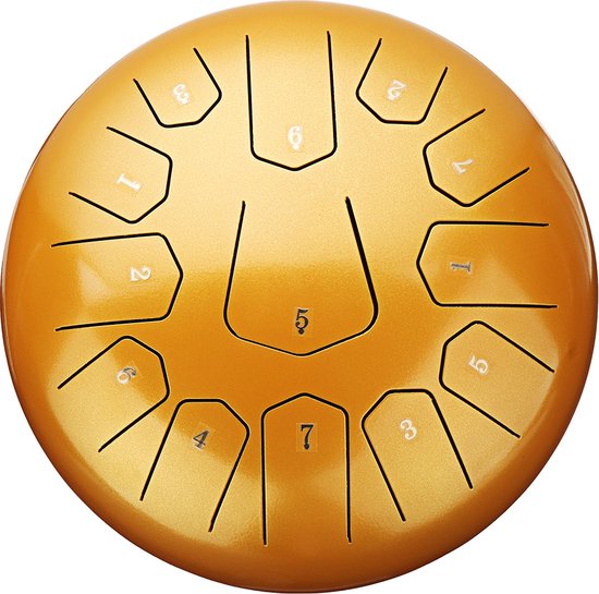 Steel Tongue Drum - 30cm - 13 Tongen - Klankschaal - Lotus Drum - Klanktherapie - Sound Healing - voor Yoga Meditatie & ontspanning -Goud van MOMOупор