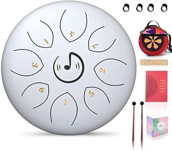 Steel Tongue Drum - Handpan Drum - Hangdrum - 15cm/Wit van Momo's Tongue Drum