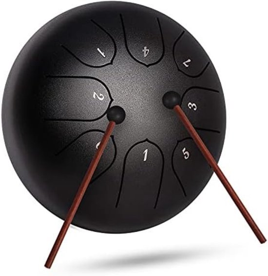 Steel Tongue Drum - Handpan Drum - Hangdrum - 15cm/Zwart van Vangoa