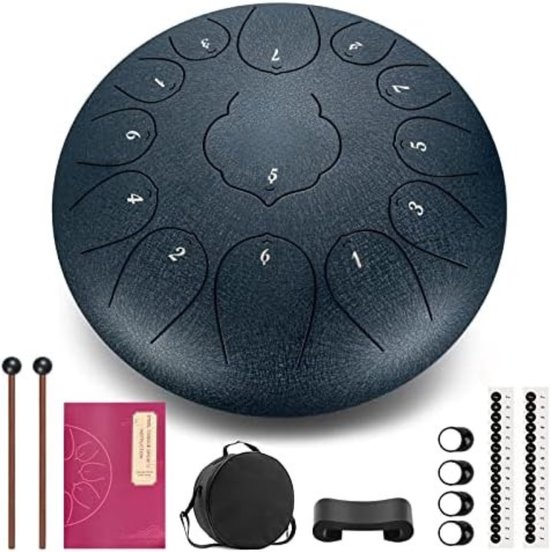 Steel Tongue Drum - Handpan Drum - Hangdrum - ( 30cm 13 Notities C-Sleutel/Donkerblauw ) van MALQIAO