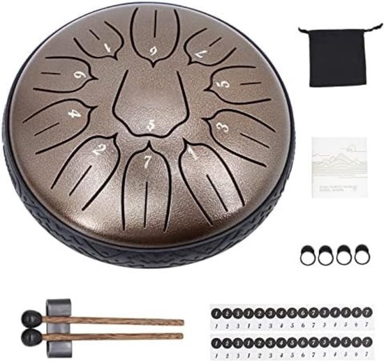 Steel Tongue Drum - Handpan Drum - Hangdrum - D-toets (11 noten) van MamboFox