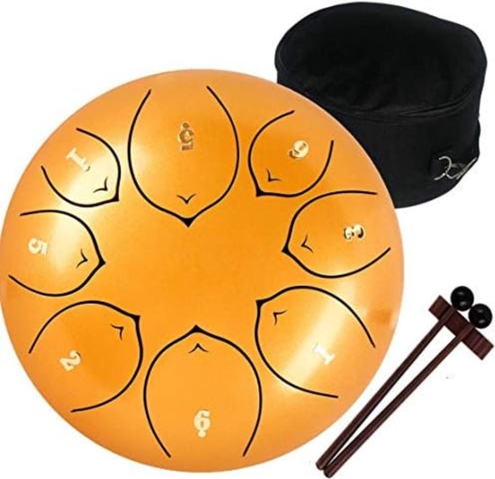 Steel Tongue Drum - Handpan Drum - Hangdrum - Goud van MALROKVEH
