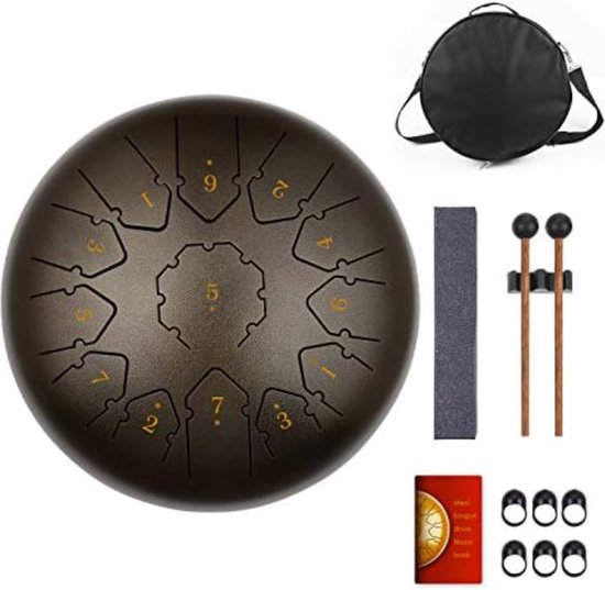 Steel Tongue Drum - Handpan Drum - Hangdrum - Handpan 30 cm - Bronzen van Mavana