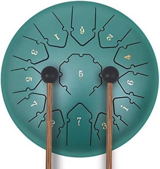 Steel Tongue Drum - Handpan Drum - Hangdrum - Handpan 30 cm - Donkergroen van Makai.