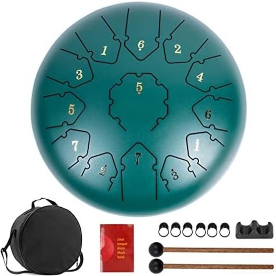 Steel Tongue Drum - Handpan Drum - Hangdrum - Handpan 30 cm - Groen van Momo's Den