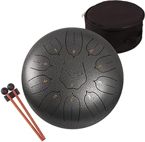 Steel Tongue Drum - Handpan Drum - Hangdrum - Handpan 30 cm - Zilver van Bomi