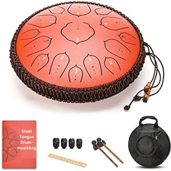 Steel Tongue Drum - Handpan Drum - Hangdrum - Rood van Mister Malo