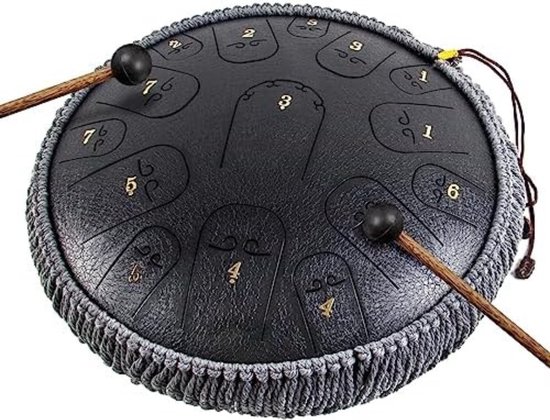 Steel Tongue Drum - Handpan Drum - Hangdrum - Zwart van Momos Living