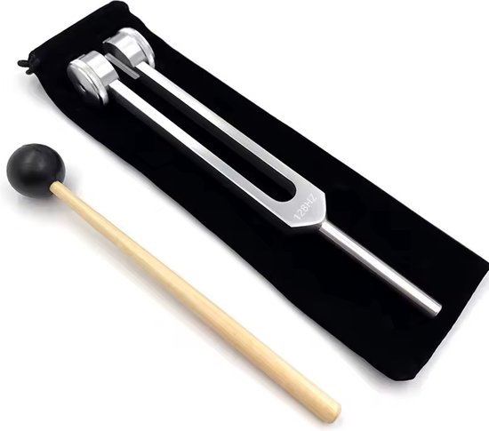 Stemvork - Aluminium 128Hz incl. fluwelen zakje en klopper van Merkloos