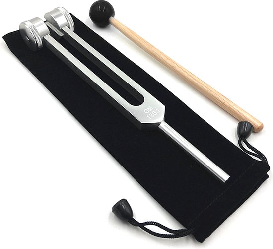 Stemvork - Stemvork mid ohm 136.1Hz - Hart Chakra - Stemmen - Set - Incl. zakje en stoothoutje van Yogasoul.