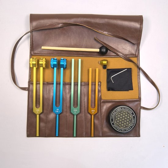 Stemvorken voor healing, gewogen en ongewogen stemvorksets, inclusief een reflexhamer voor chakra healing, essentieel voor yoga, healing/klanktherapie. van Merkloos