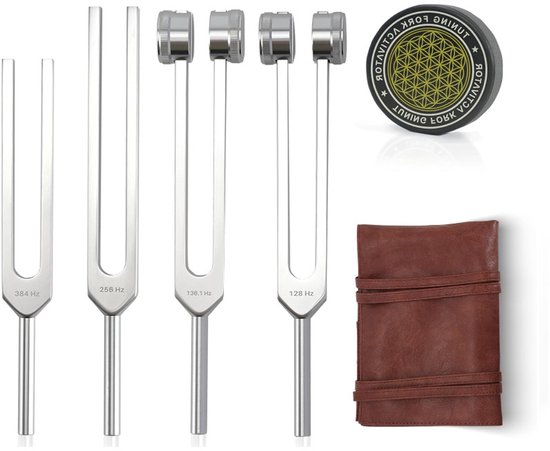 Stemvorkset - Stemvorken zijn ideaal voor genezing, chakra's, klanktherapie en het behouden van een perfecte harmonie van geest, lichaam en ziel - 128+136.1+256+384+peilong+vinylplaat van Merkloos