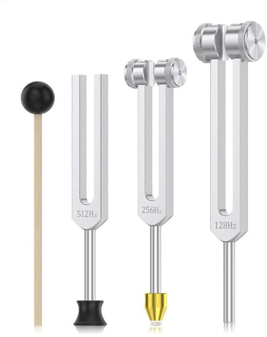 Stemvorkset - Stemvorken zijn ideaal voor genezing, chakra's, klanktherapie en het behouden van een perfecte harmonie van geest, lichaam en ziel - 128+256+512+gouden basis+zwarte basis+hamer van Merkloos
