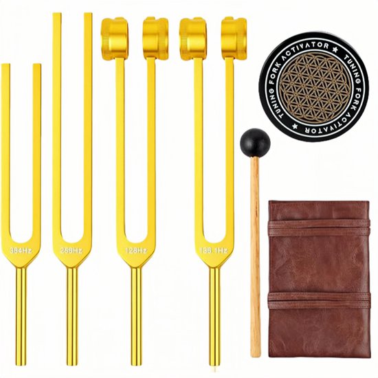 Stemvorkset - Stemvorken zijn ideaal voor genezing, chakra's, klanktherapie en het behouden van een perfecte harmonie van geest, lichaam en ziel - volledig gouden set zilver set van Merkloos