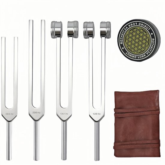 Stemvorkset - Stemvorken zijn ideaal voor genezing, chakra's, klanktherapie en het behouden van een perfecte harmonie van geest, lichaam en ziel - Volledig zilver set van Merkloos