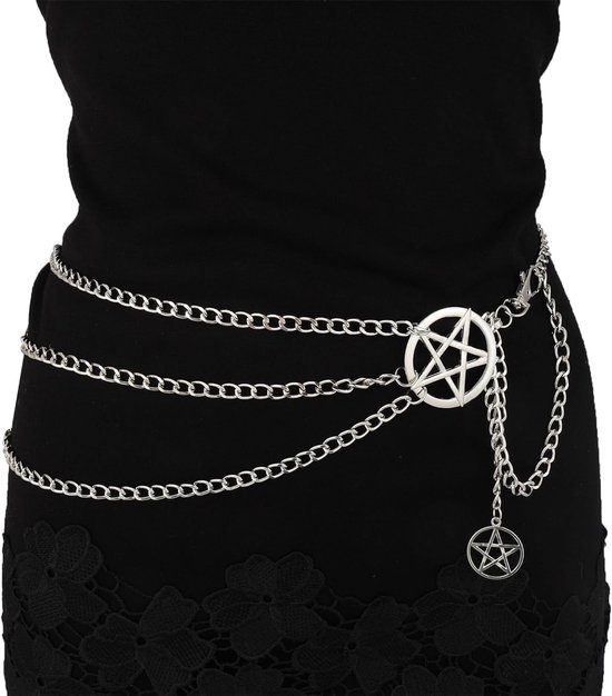 Stijlvolle retro multi-layer heupketting voor dames, verstelbare boho zilveren maanriem, Y2K buikketting, trendy accessoires voor elke gelegenheid