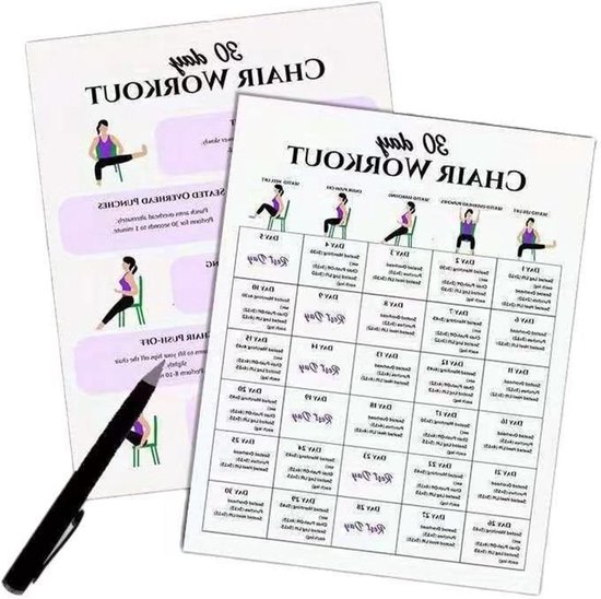 Stoelyoga Poster Set - Fitness Gidskaarten - Thuis Trainen - 6 Delige Set - 254 x 203 Cm - Meerdere Afbeeldingen